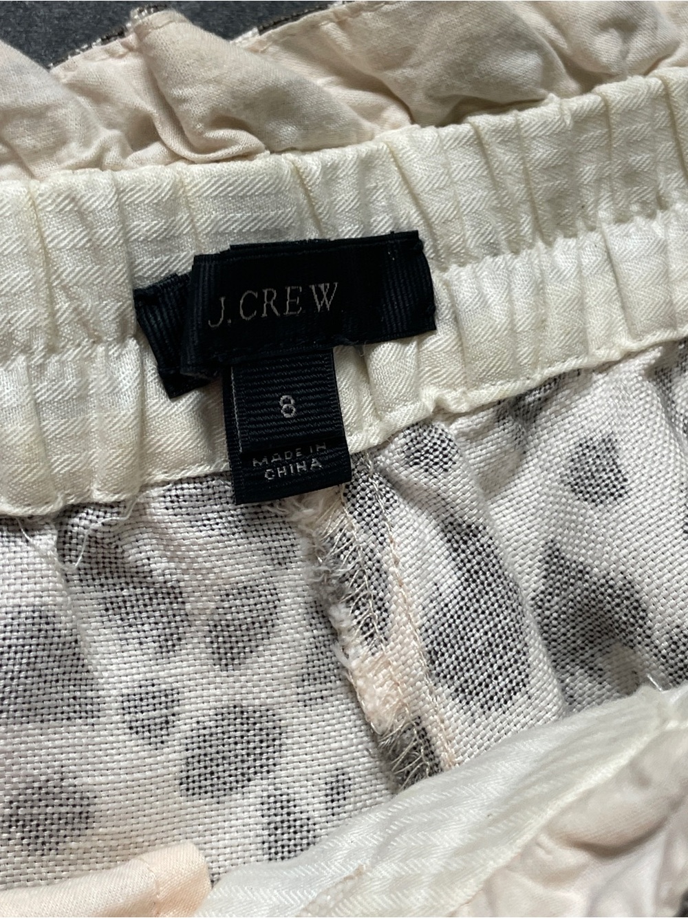 J. Crew Leopard Print Linen-Blend Paperbag Pants Cream & Brown - Picture 5 of 10